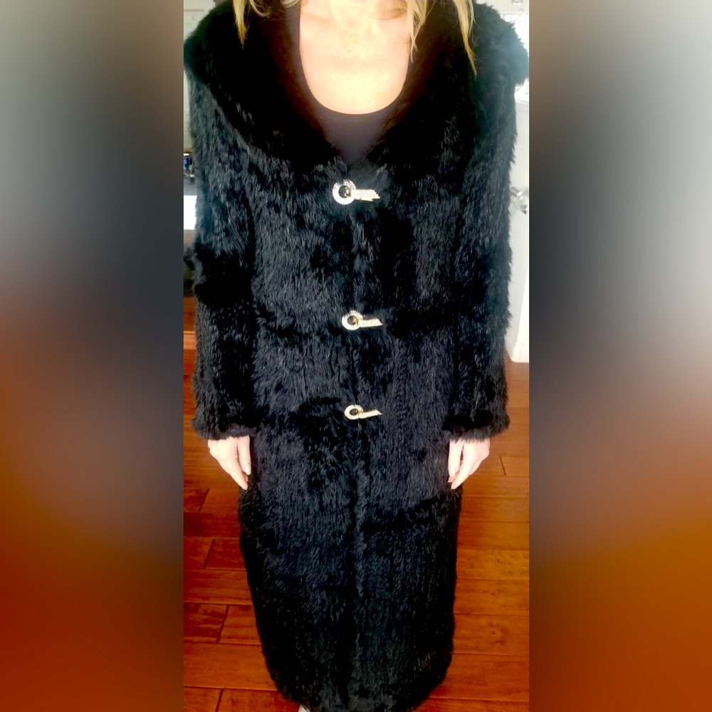 Genuine Rabbit fur coat, full length, fur fully lined inside